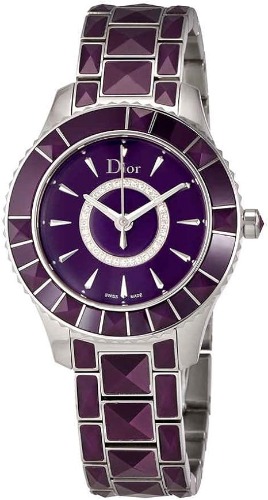 Dior New Christal Purple Diamond Dial Ladies Watch